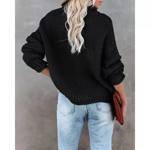imageZESICAnbspWomens 2024 Fall Long Sleeve Turtleneck Casual Loose Chunky Knitted Pullover Sweater Jumper TopsBlack