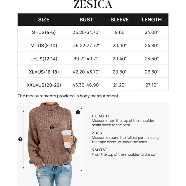 imageZESICAnbspWomens 2024 Fall Long Sleeve Turtleneck Casual Loose Chunky Knitted Pullover Sweater Jumper TopsBrown