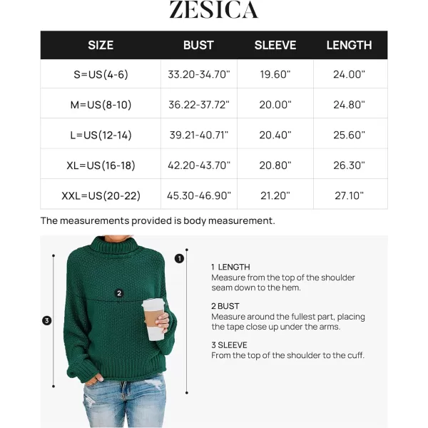 imageZESICAnbspWomens 2024 Fall Long Sleeve Turtleneck Casual Loose Chunky Knitted Pullover Sweater Jumper TopsDarkgreen