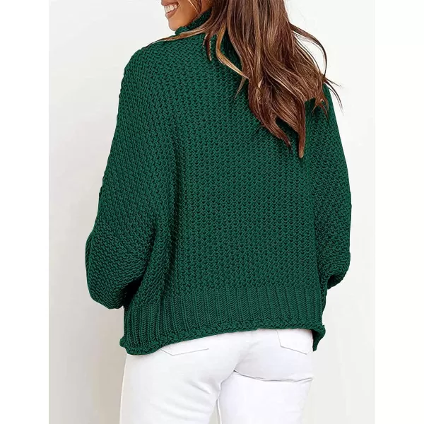 imageZESICAnbspWomens 2024 Fall Long Sleeve Turtleneck Casual Loose Chunky Knitted Pullover Sweater Jumper TopsDarkgreen