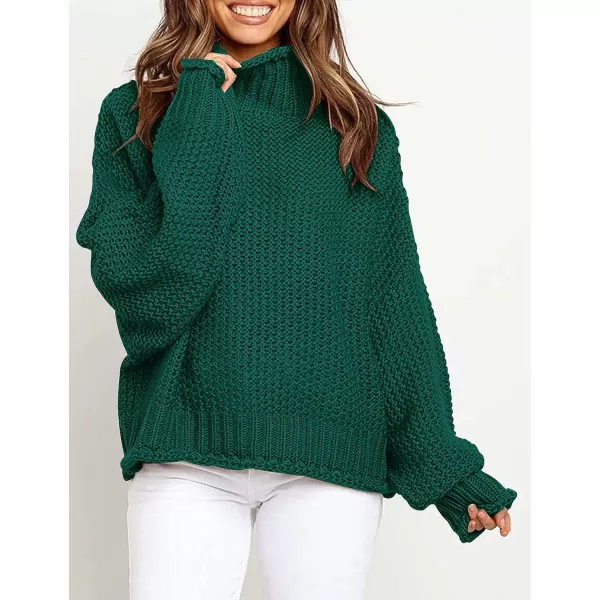 imageZESICAnbspWomens 2024 Fall Long Sleeve Turtleneck Casual Loose Chunky Knitted Pullover Sweater Jumper TopsDarkgreen