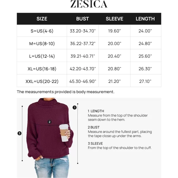 imageZESICAnbspWomens 2024 Fall Long Sleeve Turtleneck Casual Loose Chunky Knitted Pullover Sweater Jumper TopsEggplant