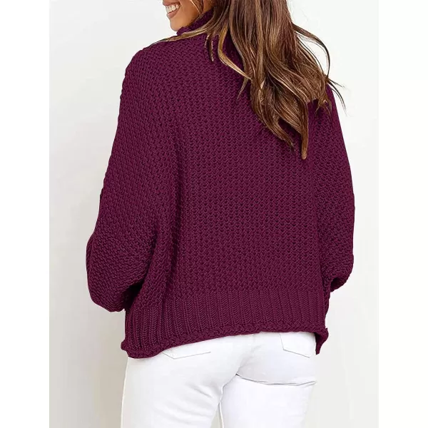 imageZESICAnbspWomens 2024 Fall Long Sleeve Turtleneck Casual Loose Chunky Knitted Pullover Sweater Jumper TopsEggplant