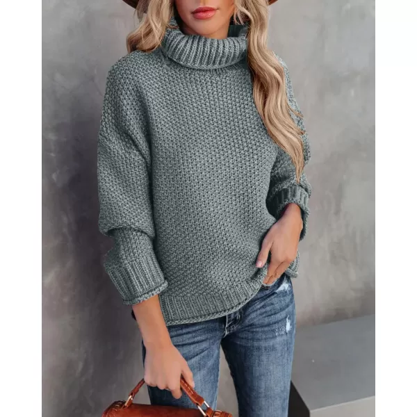 imageZESICAnbspWomens 2024 Fall Long Sleeve Turtleneck Casual Loose Chunky Knitted Pullover Sweater Jumper TopsGrey