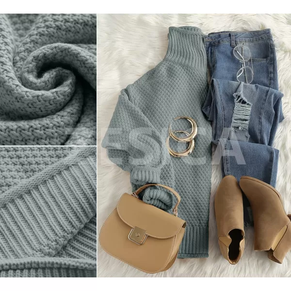 imageZESICAnbspWomens 2024 Fall Long Sleeve Turtleneck Casual Loose Chunky Knitted Pullover Sweater Jumper TopsGrey