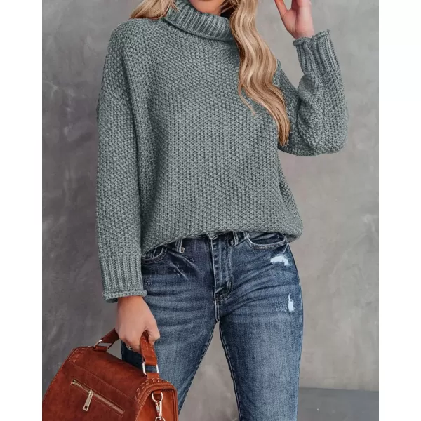 imageZESICAnbspWomens 2024 Fall Long Sleeve Turtleneck Casual Loose Chunky Knitted Pullover Sweater Jumper TopsGrey