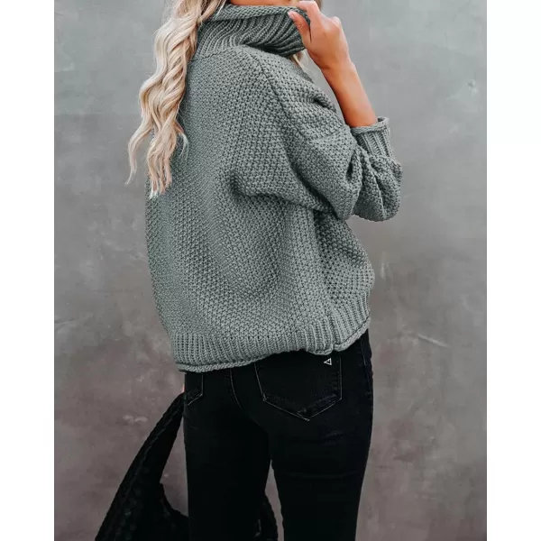 imageZESICAnbspWomens 2024 Fall Long Sleeve Turtleneck Casual Loose Chunky Knitted Pullover Sweater Jumper TopsGrey
