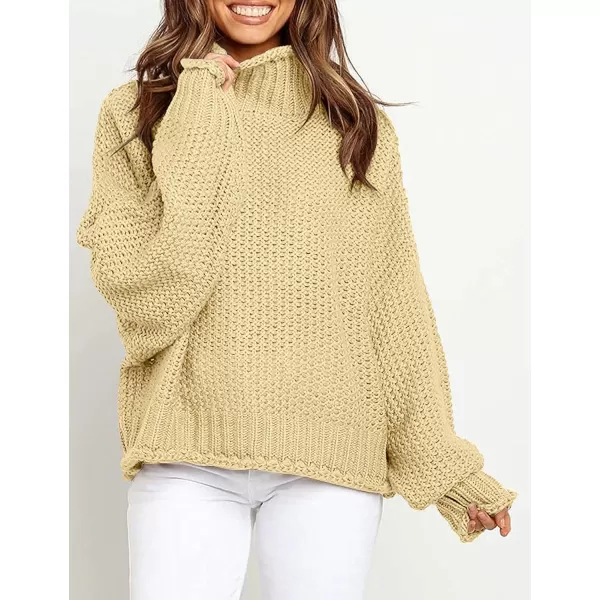 imageZESICAnbspWomens 2024 Fall Long Sleeve Turtleneck Casual Loose Chunky Knitted Pullover Sweater Jumper TopsLemon