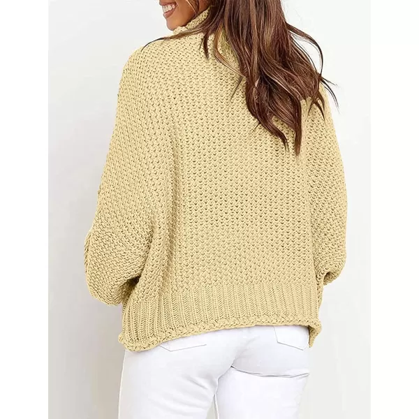 imageZESICAnbspWomens 2024 Fall Long Sleeve Turtleneck Casual Loose Chunky Knitted Pullover Sweater Jumper TopsLemon