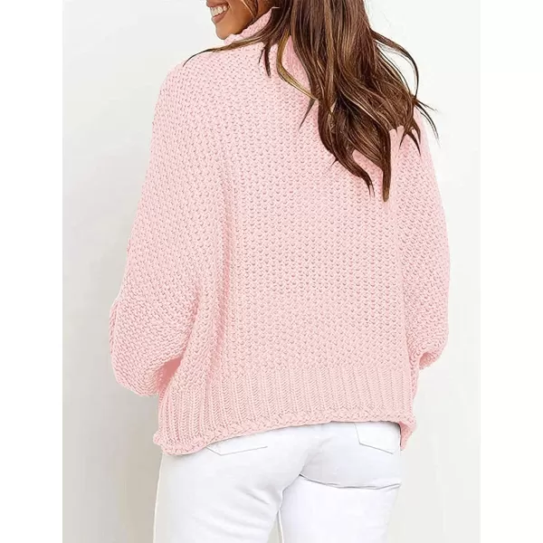 imageZESICAnbspWomens 2024 Fall Long Sleeve Turtleneck Casual Loose Chunky Knitted Pullover Sweater Jumper TopsLightpink