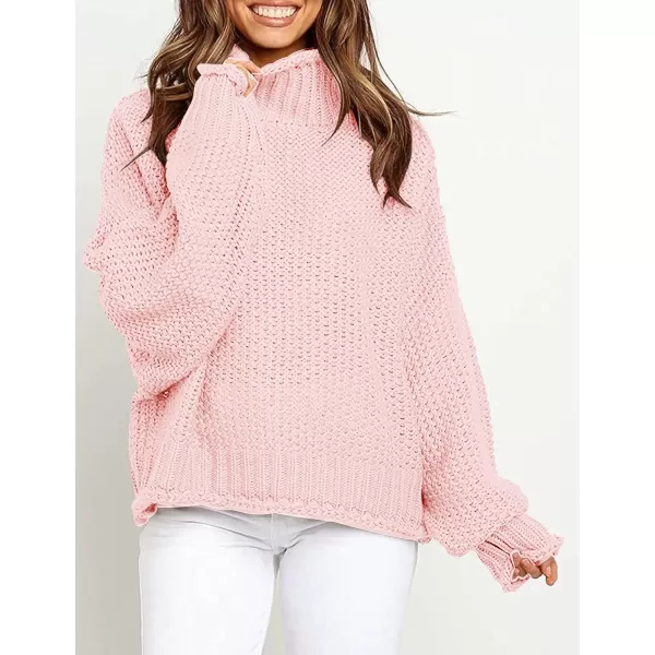 imageZESICAnbspWomens 2024 Fall Long Sleeve Turtleneck Casual Loose Chunky Knitted Pullover Sweater Jumper TopsLightpink