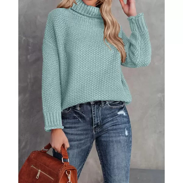 imageZESICAnbspWomens 2024 Fall Long Sleeve Turtleneck Casual Loose Chunky Knitted Pullover Sweater Jumper TopsMint