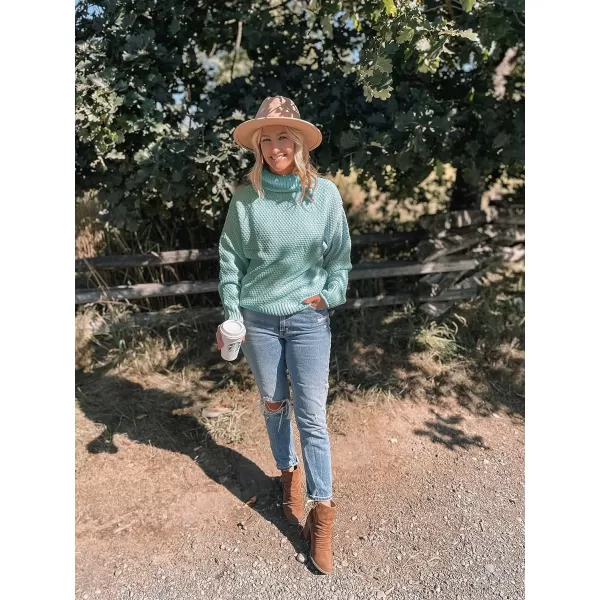 imageZESICAnbspWomens 2024 Fall Long Sleeve Turtleneck Casual Loose Chunky Knitted Pullover Sweater Jumper TopsMint