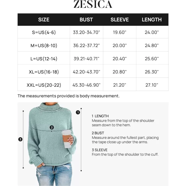 imageZESICAnbspWomens 2024 Fall Long Sleeve Turtleneck Casual Loose Chunky Knitted Pullover Sweater Jumper TopsMint