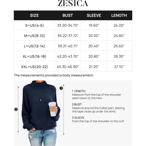 imageZESICAnbspWomens 2024 Fall Long Sleeve Turtleneck Casual Loose Chunky Knitted Pullover Sweater Jumper TopsNavy