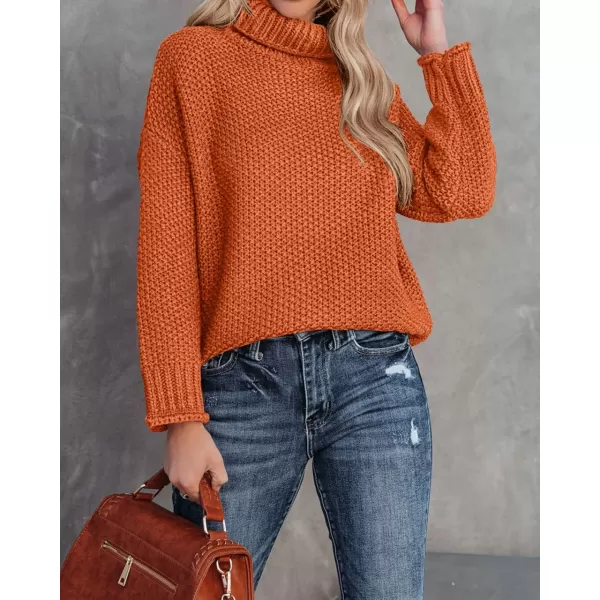 imageZESICAnbspWomens 2024 Fall Long Sleeve Turtleneck Casual Loose Chunky Knitted Pullover Sweater Jumper TopsOrange