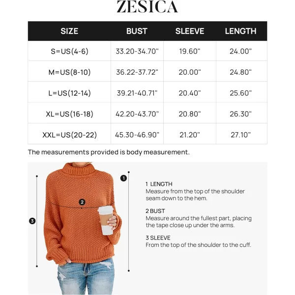 imageZESICAnbspWomens 2024 Fall Long Sleeve Turtleneck Casual Loose Chunky Knitted Pullover Sweater Jumper TopsOrange
