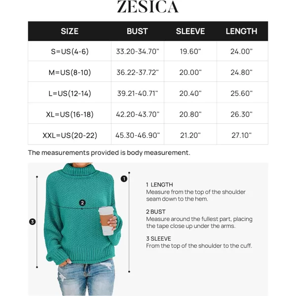 imageZESICAnbspWomens 2024 Fall Long Sleeve Turtleneck Casual Loose Chunky Knitted Pullover Sweater Jumper TopsPeacock