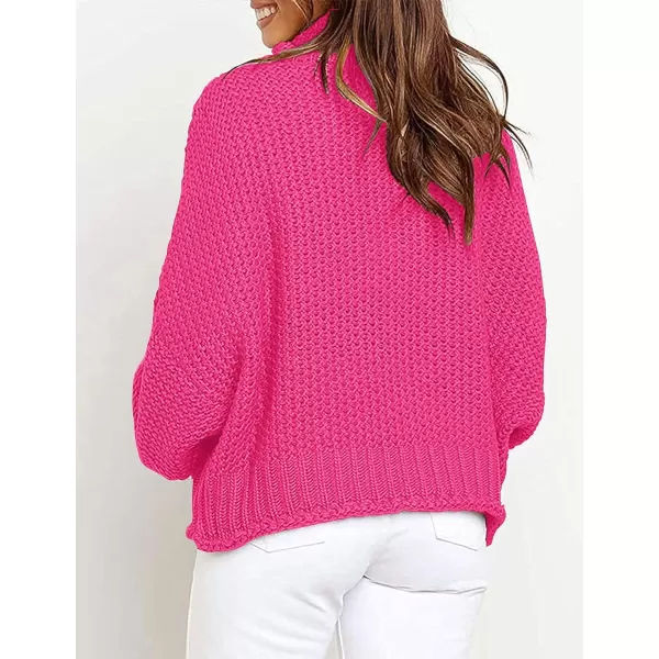 imageZESICAnbspWomens 2024 Fall Long Sleeve Turtleneck Casual Loose Chunky Knitted Pullover Sweater Jumper TopsRose