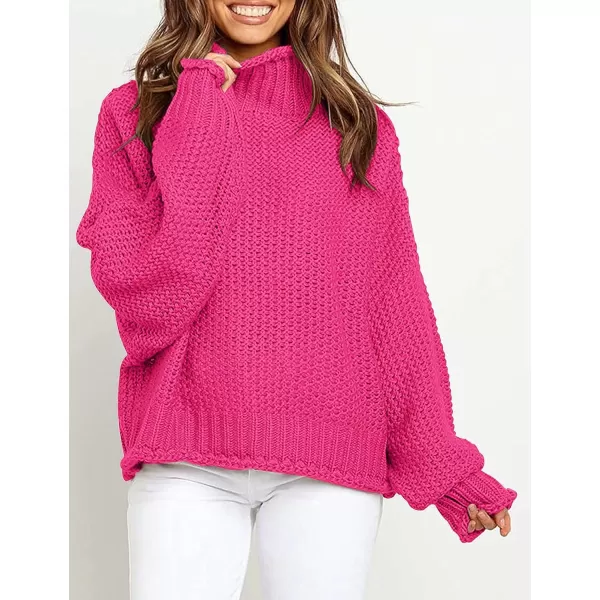 imageZESICAnbspWomens 2024 Fall Long Sleeve Turtleneck Casual Loose Chunky Knitted Pullover Sweater Jumper TopsRose