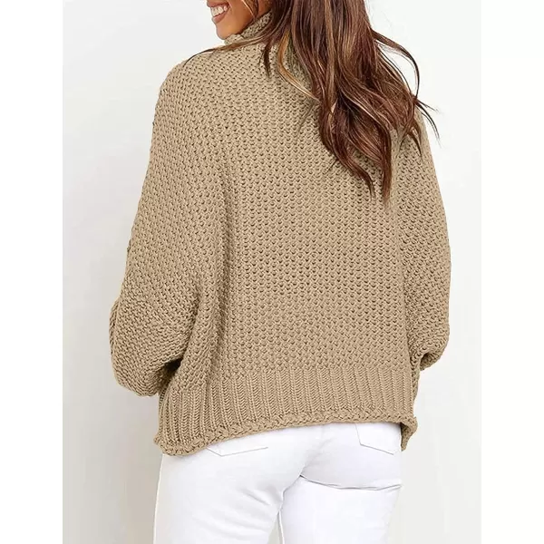imageZESICAnbspWomens 2024 Fall Long Sleeve Turtleneck Casual Loose Chunky Knitted Pullover Sweater Jumper TopsTan