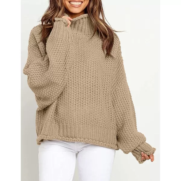 imageZESICAnbspWomens 2024 Fall Long Sleeve Turtleneck Casual Loose Chunky Knitted Pullover Sweater Jumper TopsTan