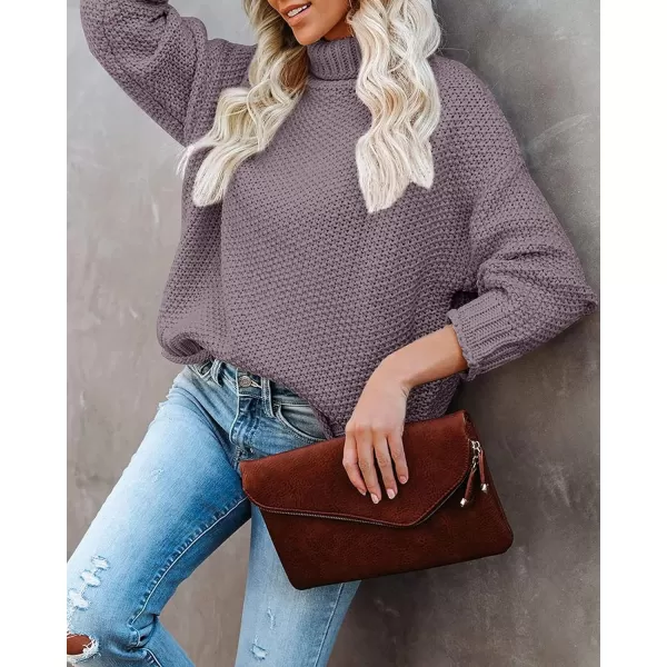 imageZESICAnbspWomens 2024 Fall Long Sleeve Turtleneck Casual Loose Chunky Knitted Pullover Sweater Jumper TopsTaro
