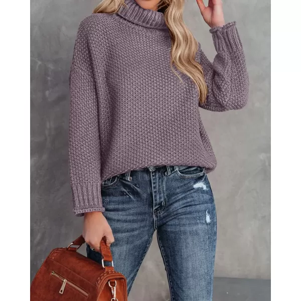 imageZESICAnbspWomens 2024 Fall Long Sleeve Turtleneck Casual Loose Chunky Knitted Pullover Sweater Jumper TopsTaro
