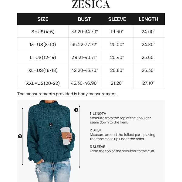 imageZESICAnbspWomens 2024 Fall Long Sleeve Turtleneck Casual Loose Chunky Knitted Pullover Sweater Jumper TopsTeal