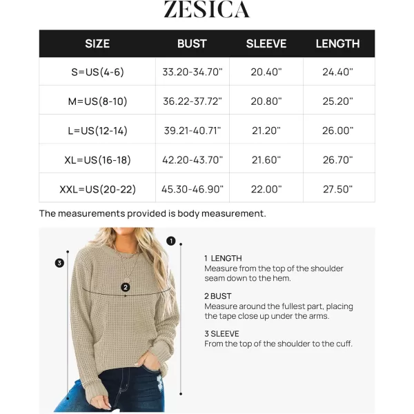 imageZESICAnbspWomens 2024nbspFall Long Sleeve Crew Neck Waffle Knit Casual Loose Oversized Pullover Sweater Jumper TopsAlmond