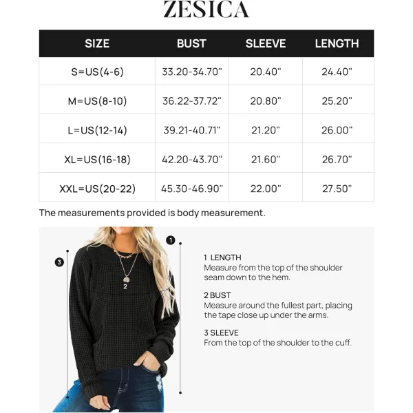 imageZESICAnbspWomens 2024nbspFall Long Sleeve Crew Neck Waffle Knit Casual Loose Oversized Pullover Sweater Jumper TopsBlack