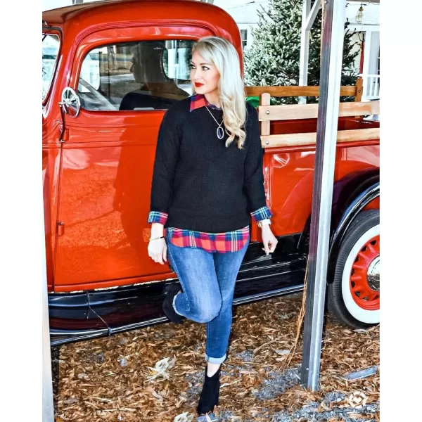 imageZESICAnbspWomens 2024nbspFall Long Sleeve Crew Neck Waffle Knit Casual Loose Oversized Pullover Sweater Jumper TopsBlack