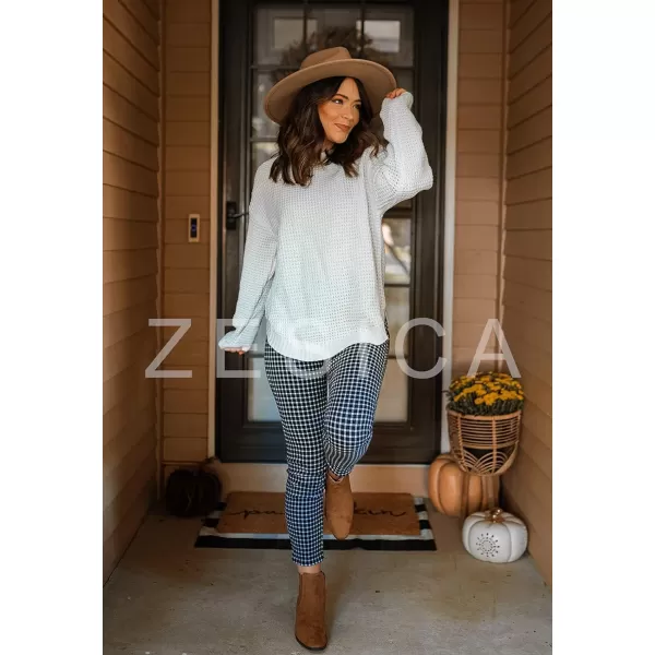 imageZESICAnbspWomens 2024nbspFall Long Sleeve Crew Neck Waffle Knit Casual Loose Oversized Pullover Sweater Jumper TopsCream
