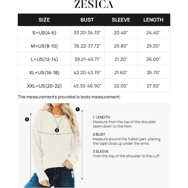 imageZESICAnbspWomens 2024nbspFall Long Sleeve Crew Neck Waffle Knit Casual Loose Oversized Pullover Sweater Jumper TopsCream