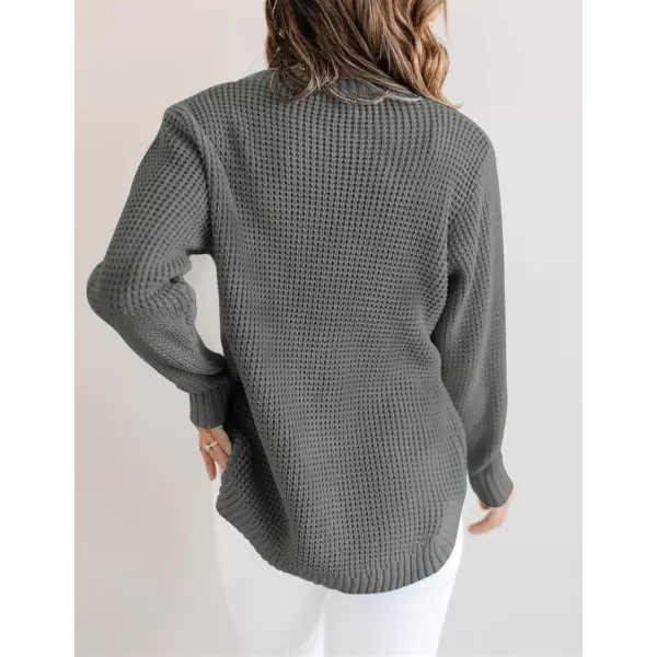 imageZESICAnbspWomens 2024nbspFall Long Sleeve Crew Neck Waffle Knit Casual Loose Oversized Pullover Sweater Jumper TopsDarkgrey