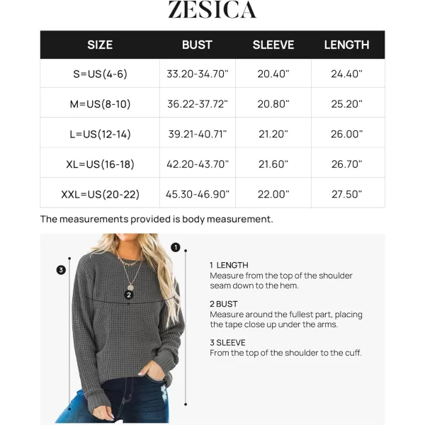 imageZESICAnbspWomens 2024nbspFall Long Sleeve Crew Neck Waffle Knit Casual Loose Oversized Pullover Sweater Jumper TopsDarkgrey