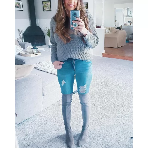 imageZESICAnbspWomens 2024nbspFall Long Sleeve Crew Neck Waffle Knit Casual Loose Oversized Pullover Sweater Jumper TopsGrey