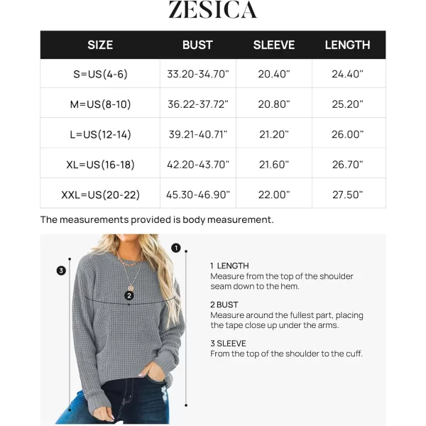 imageZESICAnbspWomens 2024nbspFall Long Sleeve Crew Neck Waffle Knit Casual Loose Oversized Pullover Sweater Jumper TopsGrey
