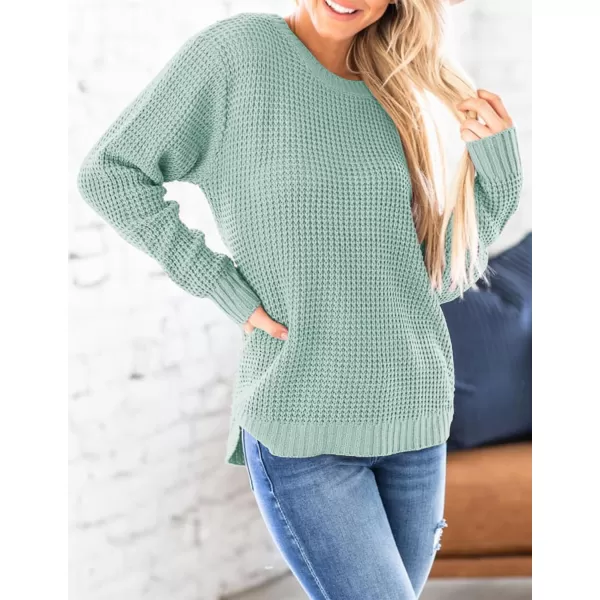 imageZESICAnbspWomens 2024nbspFall Long Sleeve Crew Neck Waffle Knit Casual Loose Oversized Pullover Sweater Jumper TopsGreygreen