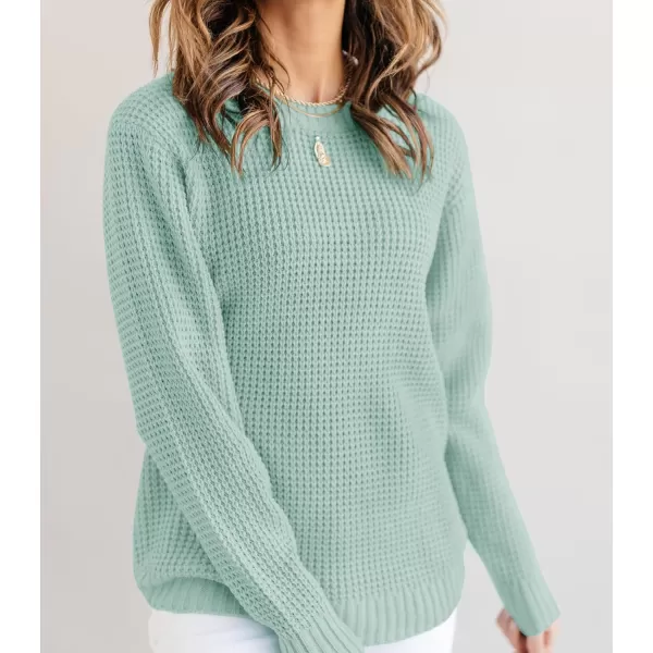 imageZESICAnbspWomens 2024nbspFall Long Sleeve Crew Neck Waffle Knit Casual Loose Oversized Pullover Sweater Jumper TopsGreygreen
