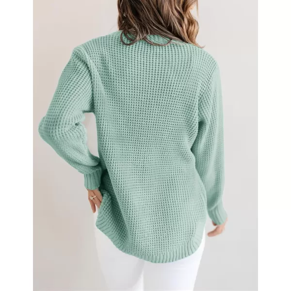 imageZESICAnbspWomens 2024nbspFall Long Sleeve Crew Neck Waffle Knit Casual Loose Oversized Pullover Sweater Jumper TopsGreygreen