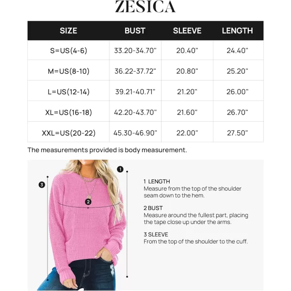 imageZESICAnbspWomens 2024nbspFall Long Sleeve Crew Neck Waffle Knit Casual Loose Oversized Pullover Sweater Jumper TopsHotpink