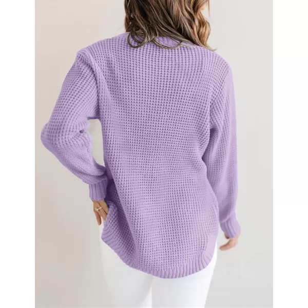 imageZESICAnbspWomens 2024nbspFall Long Sleeve Crew Neck Waffle Knit Casual Loose Oversized Pullover Sweater Jumper TopsLavender