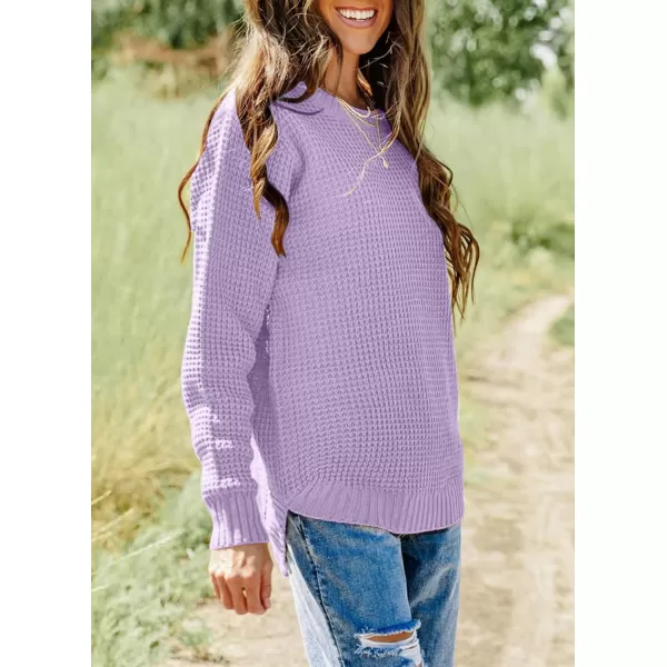 imageZESICAnbspWomens 2024nbspFall Long Sleeve Crew Neck Waffle Knit Casual Loose Oversized Pullover Sweater Jumper TopsLavender