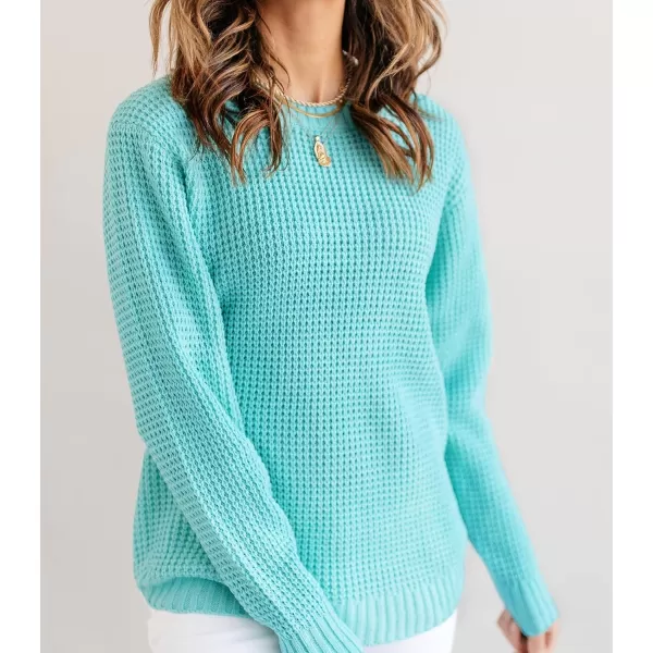 imageZESICAnbspWomens 2024nbspFall Long Sleeve Crew Neck Waffle Knit Casual Loose Oversized Pullover Sweater Jumper TopsMint