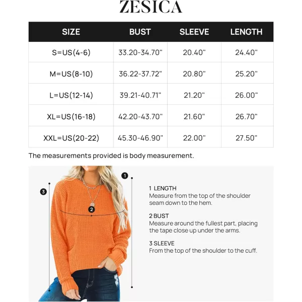 imageZESICAnbspWomens 2024nbspFall Long Sleeve Crew Neck Waffle Knit Casual Loose Oversized Pullover Sweater Jumper TopsOrange
