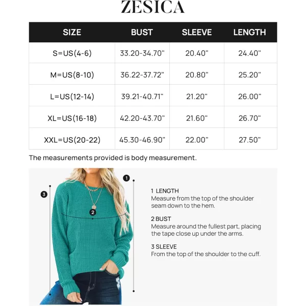 imageZESICAnbspWomens 2024nbspFall Long Sleeve Crew Neck Waffle Knit Casual Loose Oversized Pullover Sweater Jumper TopsPeacock