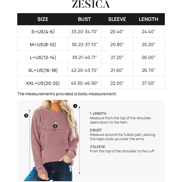 imageZESICAnbspWomens 2024nbspFall Long Sleeve Crew Neck Waffle Knit Casual Loose Oversized Pullover Sweater Jumper TopsPink