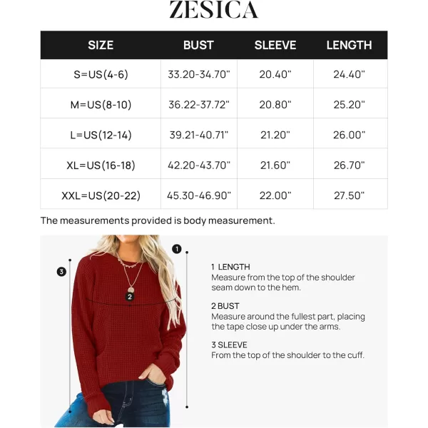 imageZESICAnbspWomens 2024nbspFall Long Sleeve Crew Neck Waffle Knit Casual Loose Oversized Pullover Sweater Jumper TopsRust