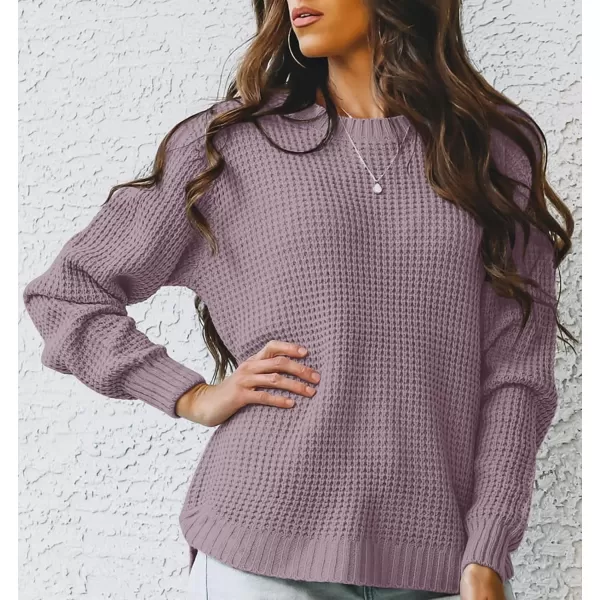 imageZESICAnbspWomens 2024nbspFall Long Sleeve Crew Neck Waffle Knit Casual Loose Oversized Pullover Sweater Jumper TopsTaro